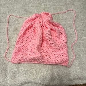 Handmade pink drawstring bag/sack